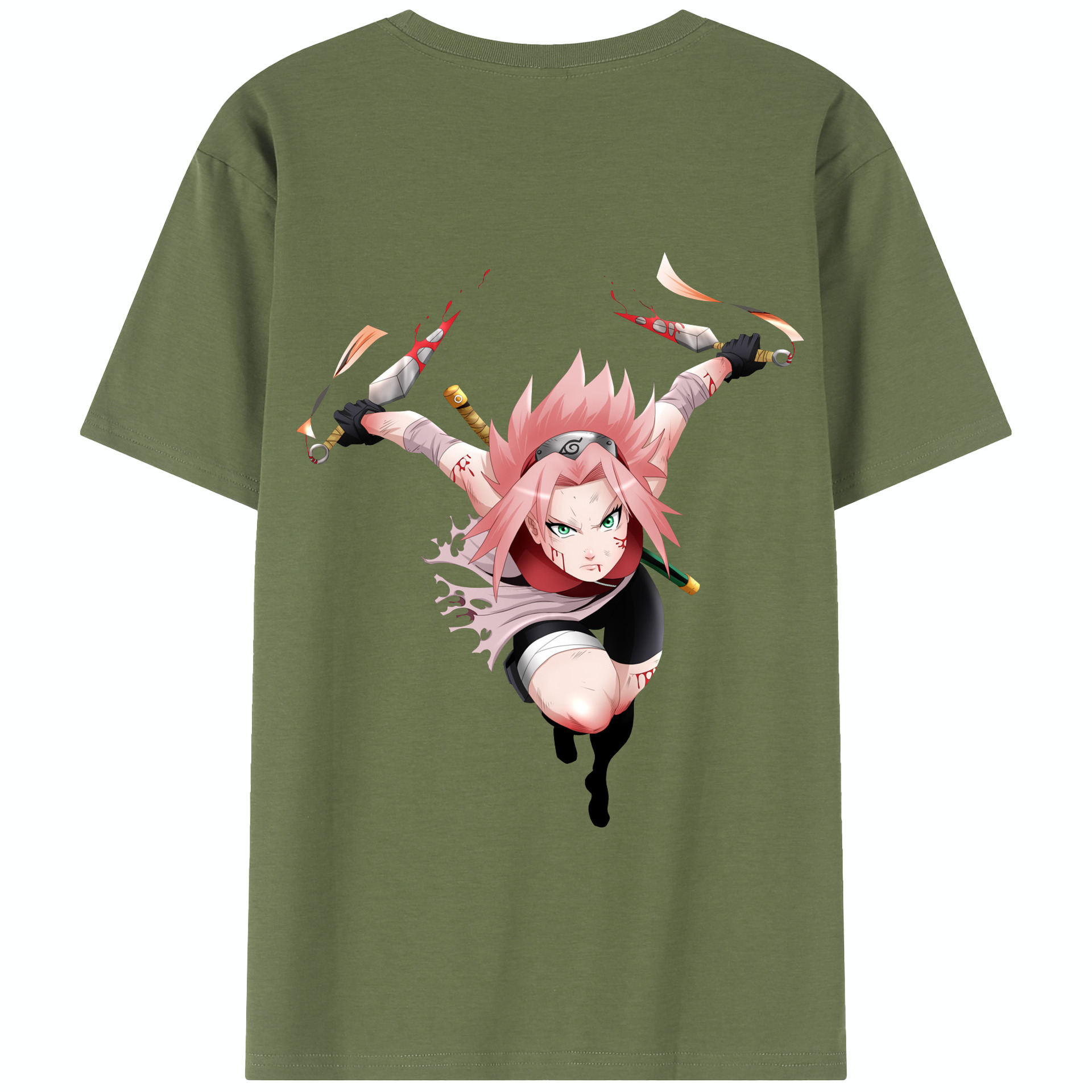 （画像用） NARUTO -ナルト- 春野サクラ Haruno Sakura 綿100％半袖Tシャツ（背面プリント）